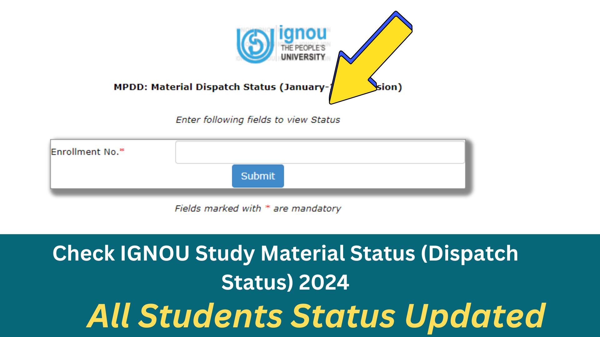 Check IGNOU Study Material Status Dispatch Status 2024