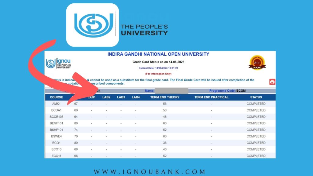 ignou assignment check grade card status