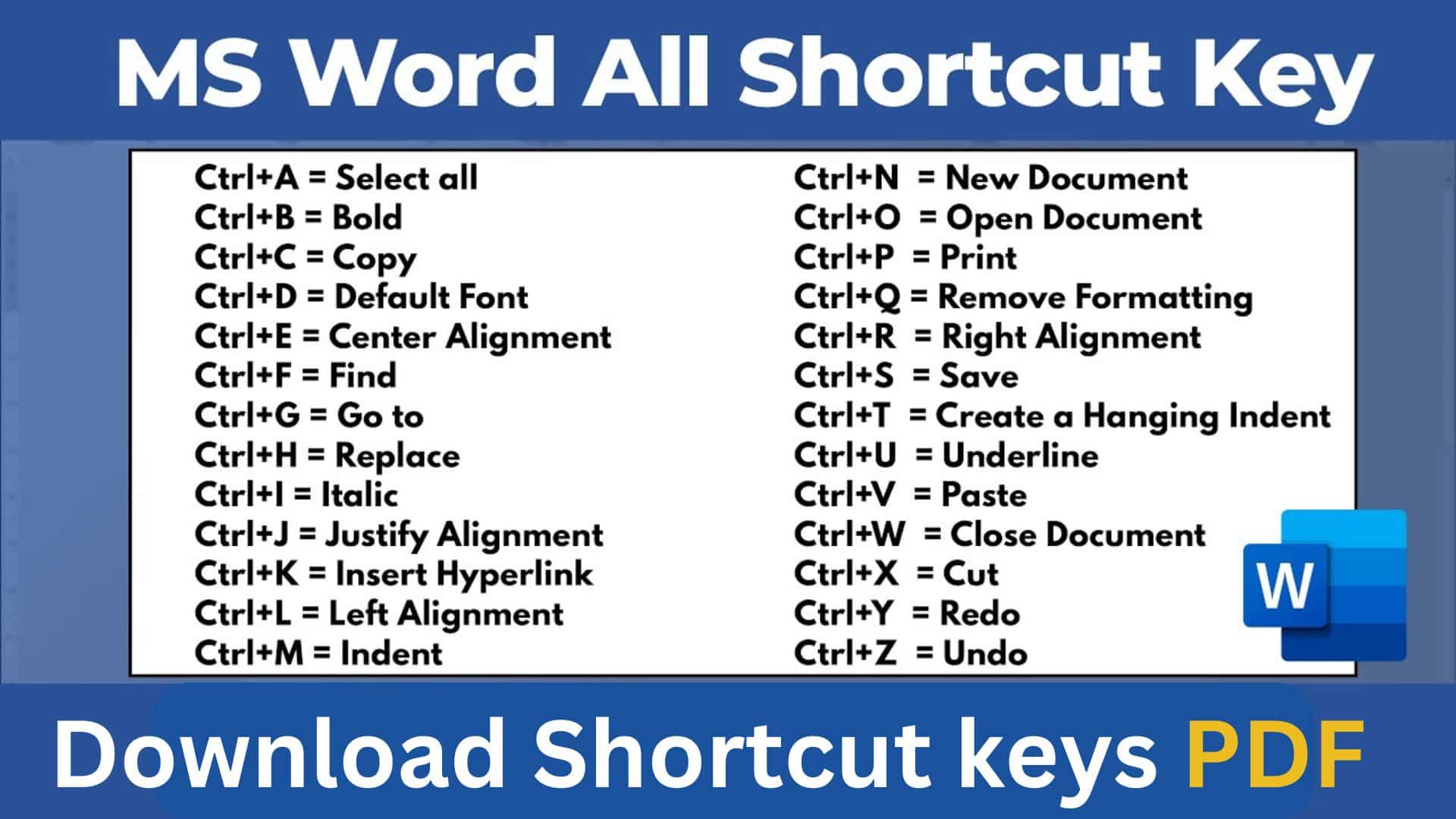 MS Word Shortcut Keys (All Shortcut) PDF Download 2024