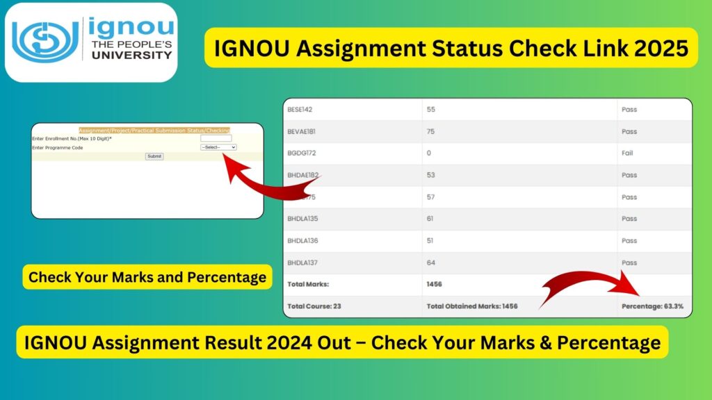 IGNOU Assignment Result 2024 Out – Check Your Marks & Percentage