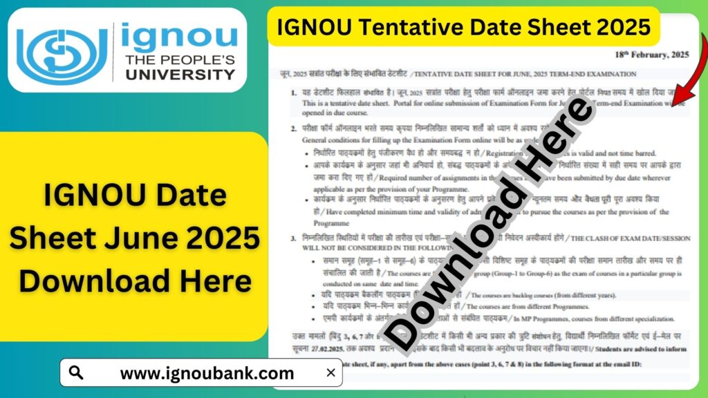 IGNOU Date Sheet June 2025: Download, Exam Schedule & Guidelines