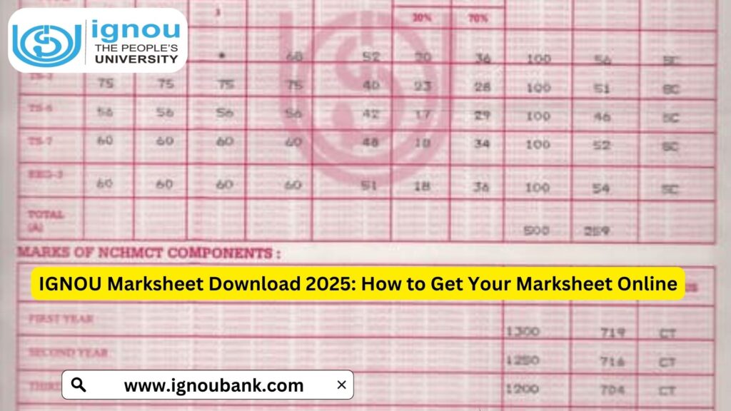 IGNOU Marksheet Download 2025: How to Get Your Marksheet Online