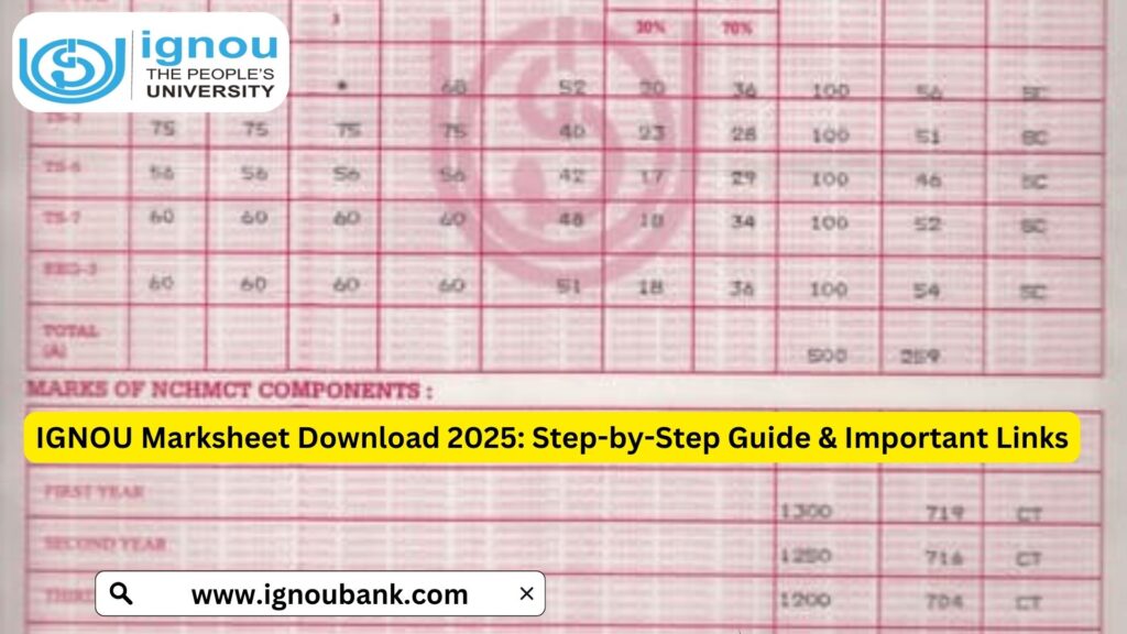 IGNOU Marksheet Download 2025: Step-by-Step Guide & Important Links