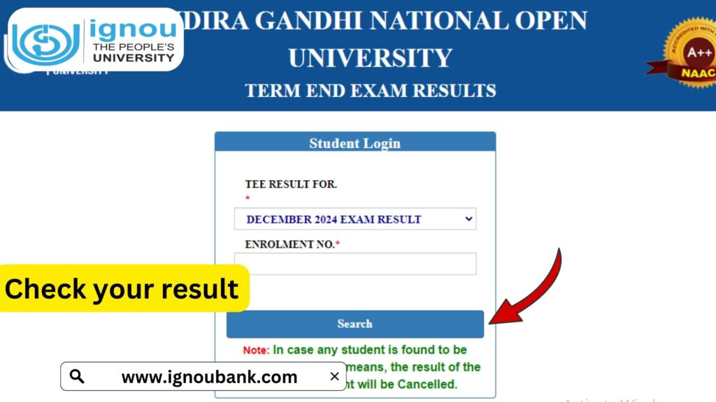 IGNOU TEE Dec 2024 Result – Check Your Result Online