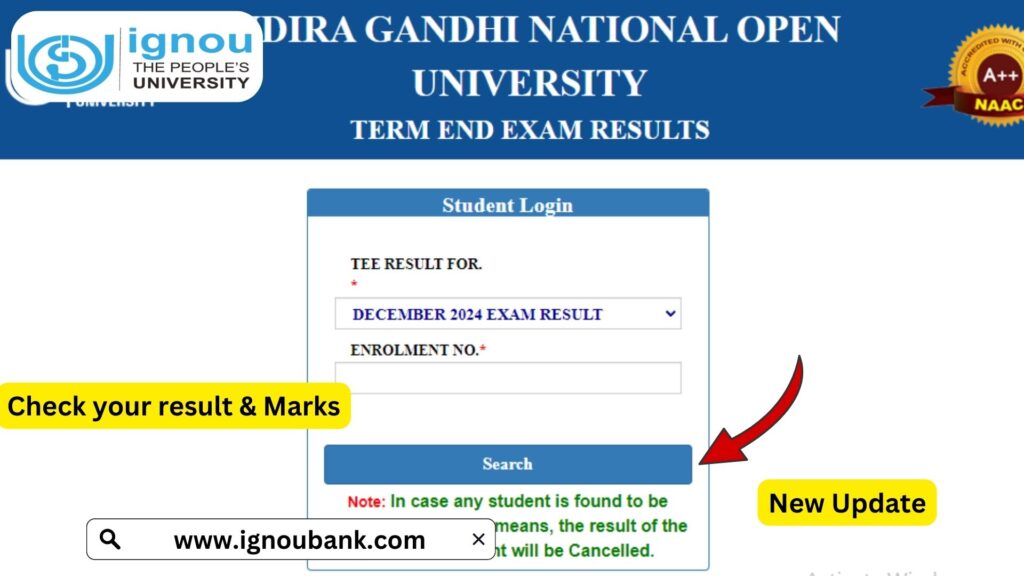 IGNOU TEE December 2024 Result: Check Your Scores & Download Marksheet