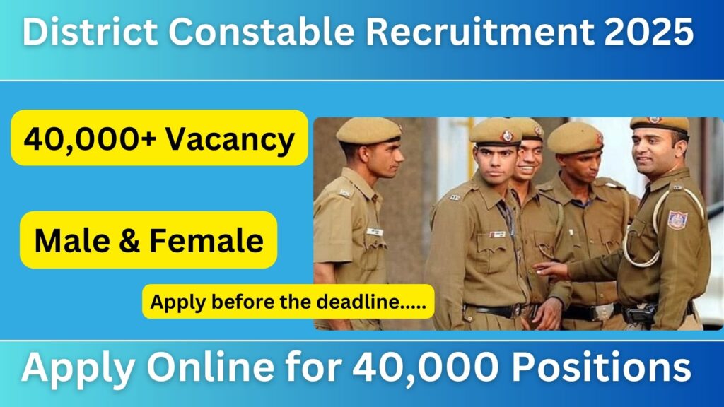 District Constable Recruitment 2025: Apply Online, Eligibility, Exam Date & More