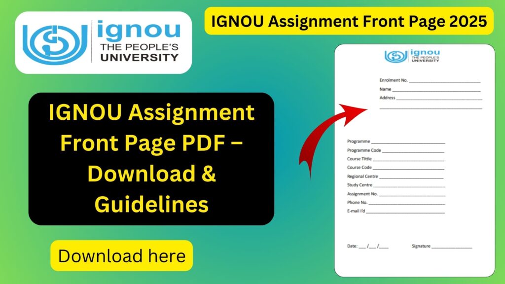 IGNOU Assignment Front Page PDF – Download & Guidelines