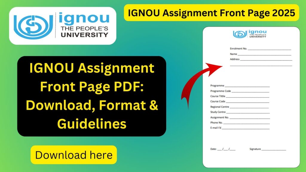 IGNOU Assignment Front Page PDF: Download, Format & Guidelines