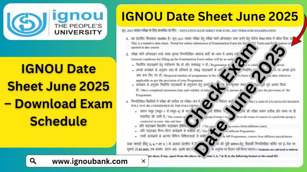 IGNOU Date Sheet June 2025 – Download Exam Schedule