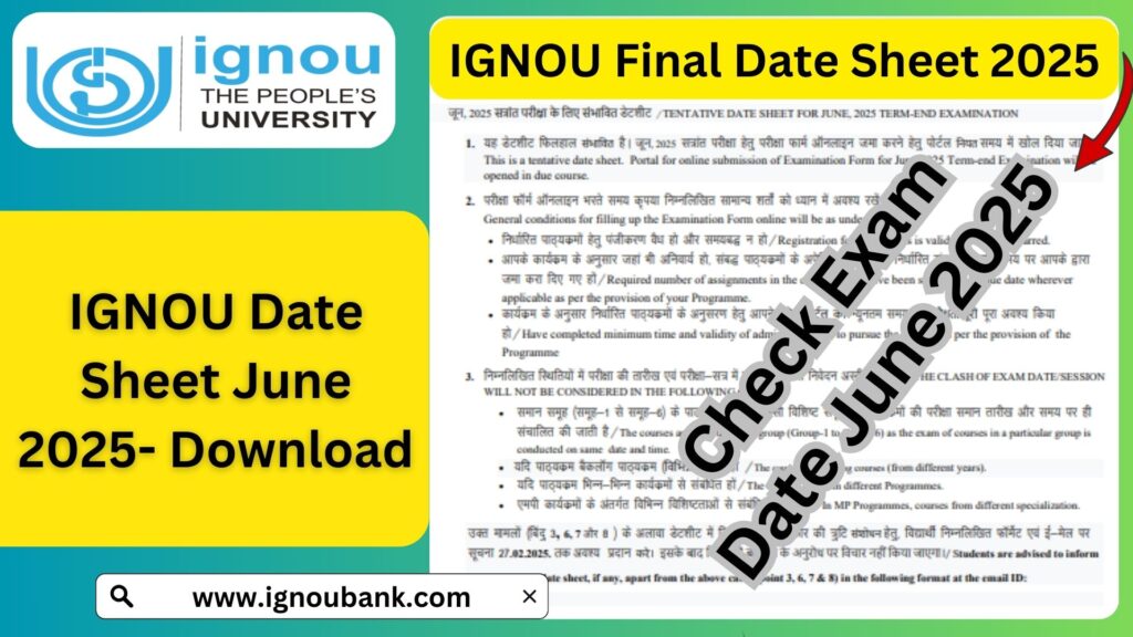 IGNOU Date Sheet June 2025: Download Timetable, Exam Schedule, and Important Details