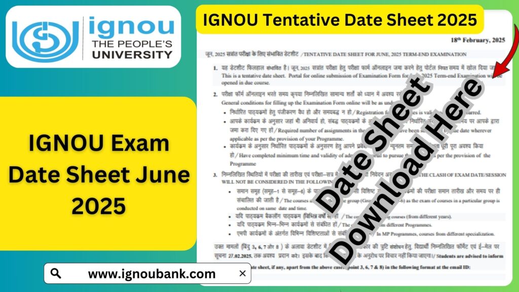 IGNOU Exam Date Sheet June 2025 – Download Schedule & Important Details