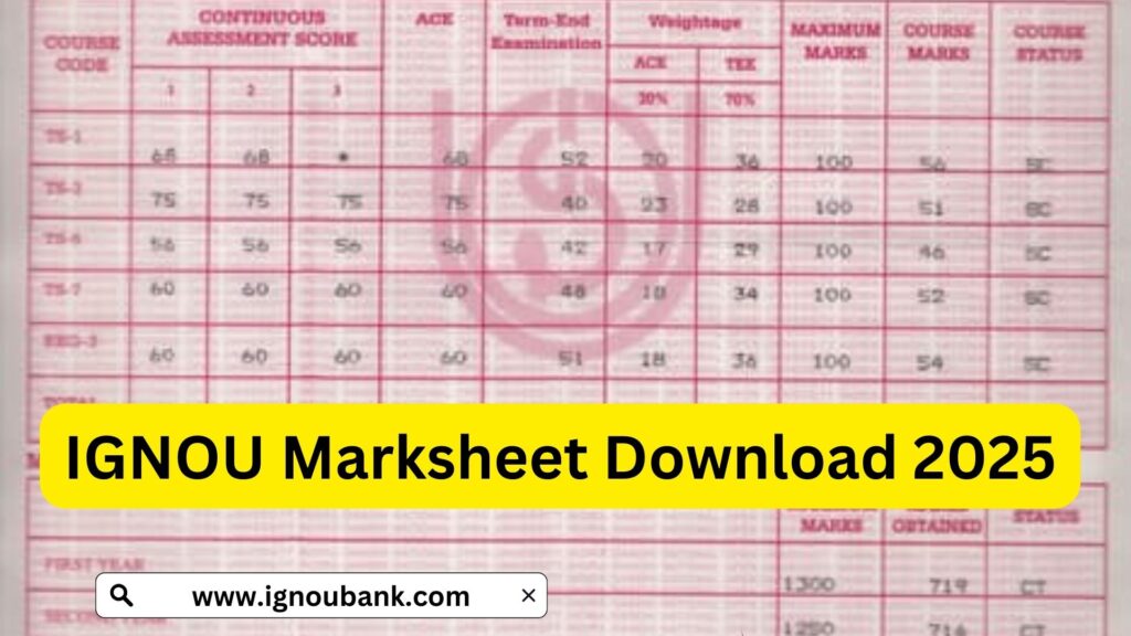 IGNOU Marksheet Download 2025: Check & Download Your Marksheet Online