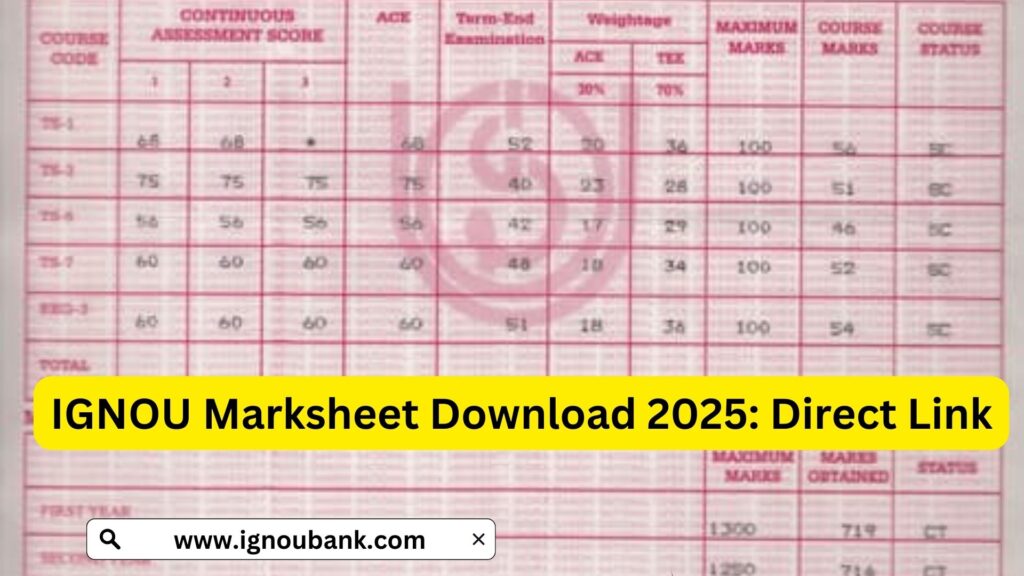 IGNOU Marksheet Download 2025: Step-by-Step Guide