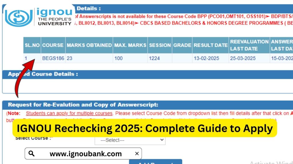 IGNOU Rechecking 2025: Complete Guide to Apply for Re-evaluation