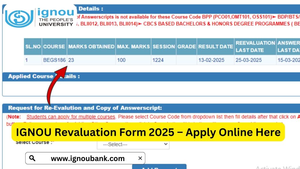 IGNOU Revaluation Form 2025: Apply Online, Fees, Last Date, and More