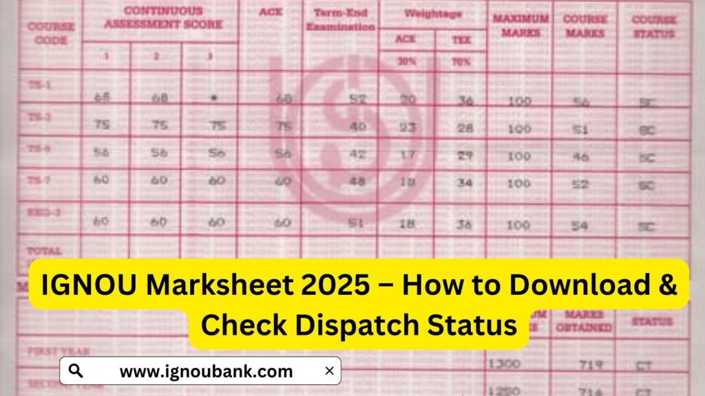 IGNOU Marksheet 2025 – How to Download & Check Dispatch Status 1 IGNOU Marksheet 2025 – How to Download & Check Dispatch Status