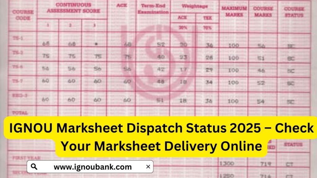 IGNOU Marksheet Dispatch Status 2025 – Check Your Marksheet Delivery Online 1 IGNOU Marksheet Dispatch Status 2025 – Check Your Marksheet Delivery Online