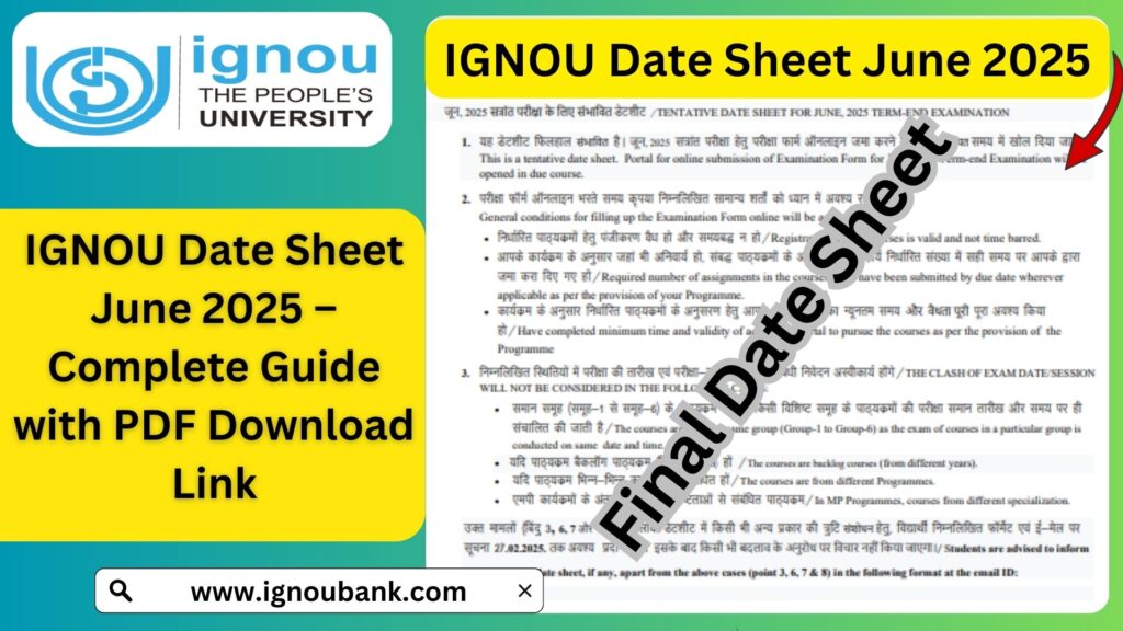 IGNOU Date Sheet June 2025 – Complete Guide with PDF Download Link 1 IGNOU Date Sheet June 2025 – Complete Guide with PDF Download Link