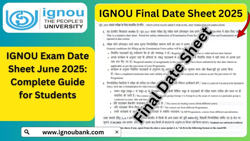 IGNOU Exam Date Sheet June 2025: Complete Guide for Students 1 IGNOU Exam Date Sheet June 2025: Complete Guide for Students