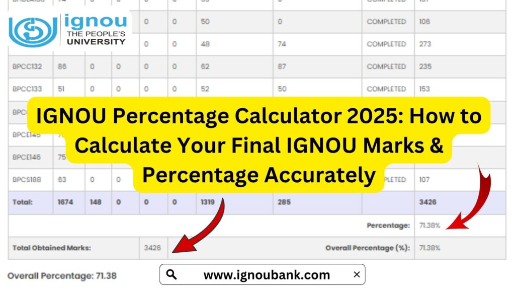 IGNOU Percentage Calculator 2025: How to Calculate Your Final IGNOU Marks & Percentage Accurately 1 IGNOU Percentage Calculator 2025: How to Calculate Your Final IGNOU Marks & Percentage Accurately