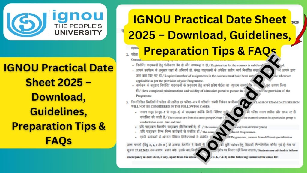 IGNOU Practical Date Sheet 2025 – Download, Guidelines, Preparation Tips & FAQs 1 IGNOU Practical Date Sheet 2025 – Download, Guidelines, Preparation Tips & FAQs