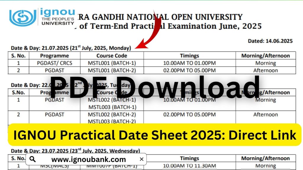 IGNOU Practical Date Sheet 2025 – Download PDF, Detailed Schedule, Guidelines, FAQs & More 1 IGNOU Practical Date Sheet 2025 – Download PDF, Detailed Schedule, Guidelines, FAQs & More