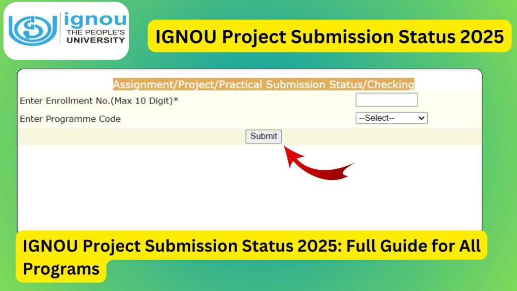 IGNOU Project Submission Status 2025: Full Guide for All Programs 1 IGNOU Project Submission Status 2025: Full Guide for All Programs