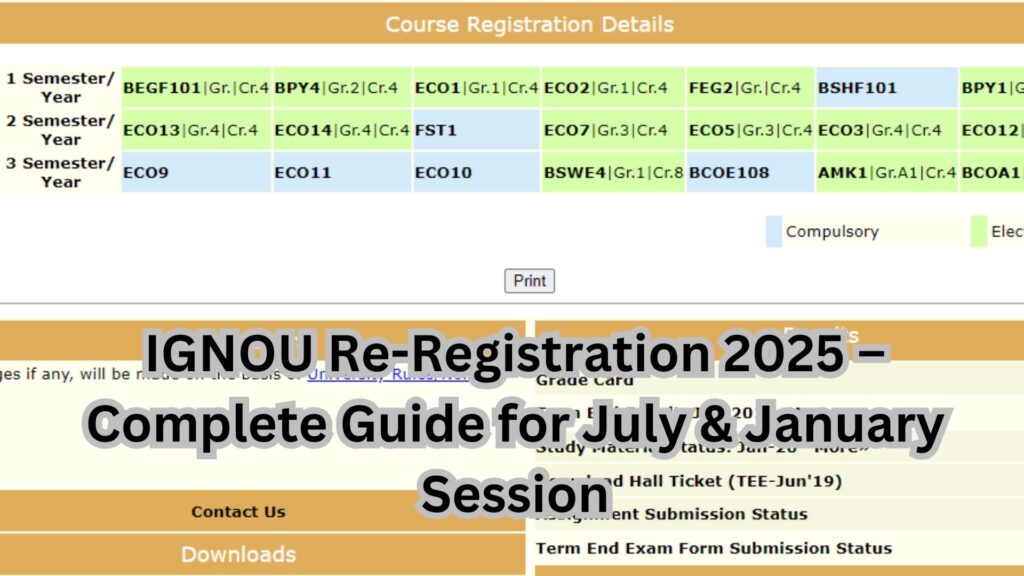 IGNOU Re-Registration 2025 – Complete Guide for July & January Session 1 IGNOU Re-Registration 2025 – Complete Guide for July & January Session