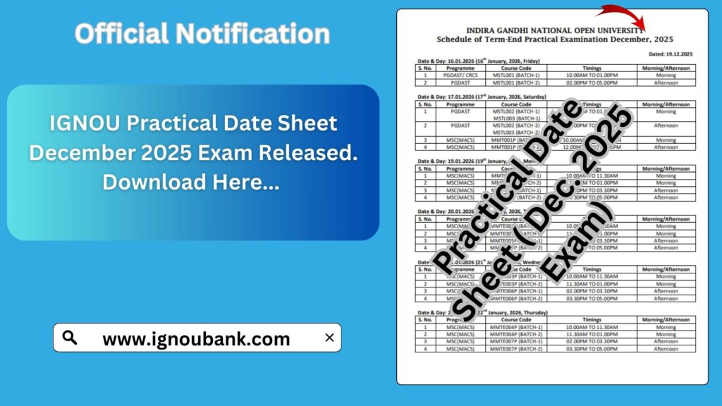 IGNOU Practical Date Sheet 2025 – Complete Guide (December TEE Practical Exams) 1 IGNOU Practical Date Sheet 2025 – Complete Guide (December TEE Practical Exams)