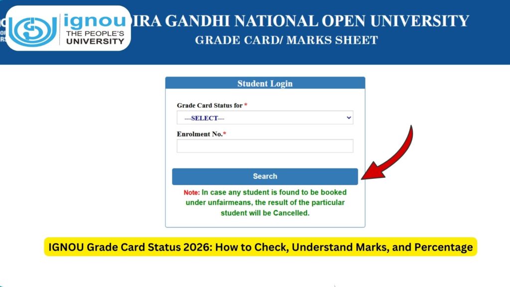 IGNOU Grade Card Status 2026: How to Check, Understand Marks, and Important Updates 1 IGNOU Grade Card Status 2026: How to Check, Understand Marks, and Important Updates